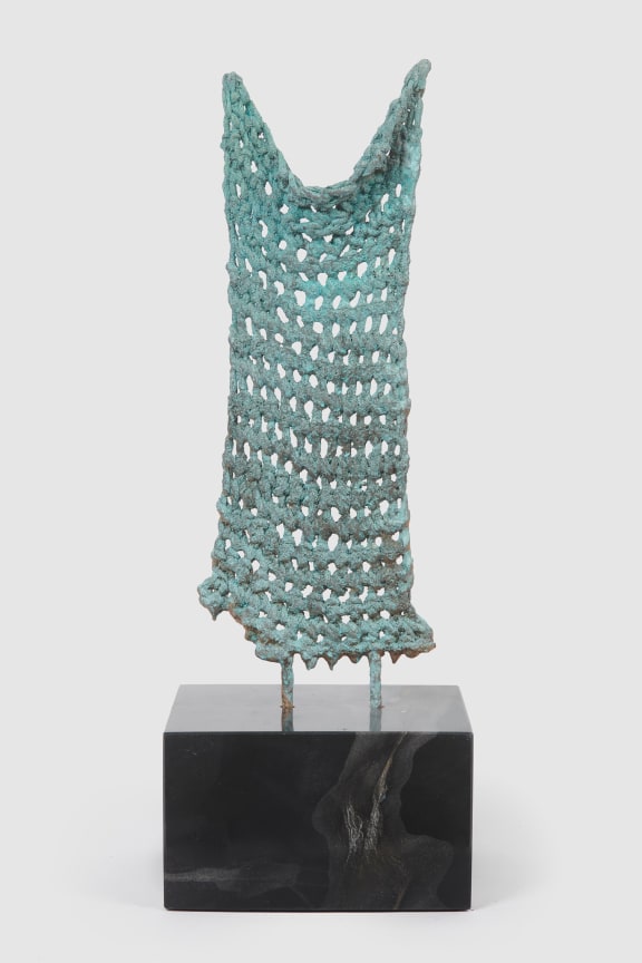 Oxidized Bronze and black marble sculpture