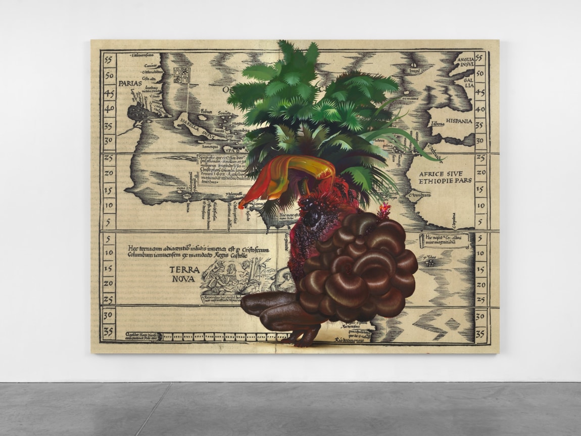 Crouching ciguapa over map of terra nova