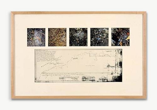 map and photographs framed together