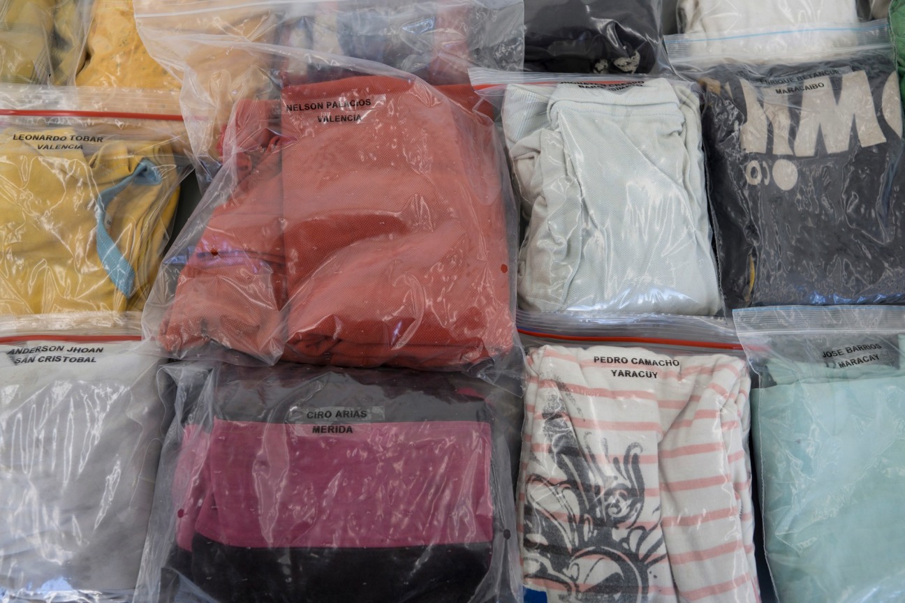 Clothes packed in clear, plastic, zipped bags