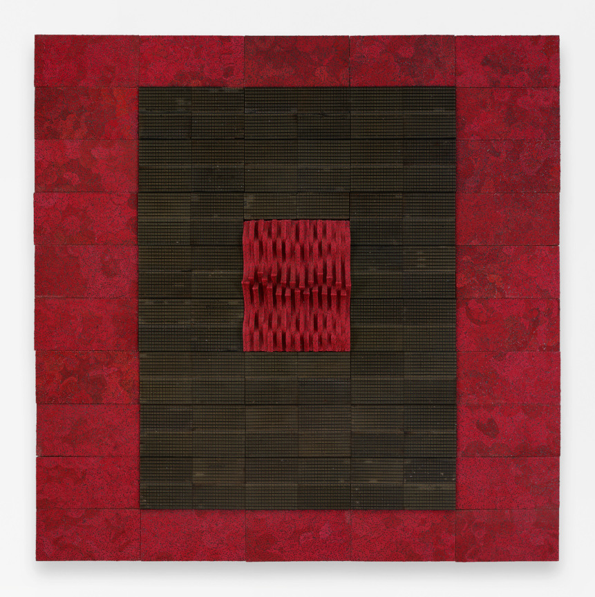 Reclaimed electrical wires and components on panel