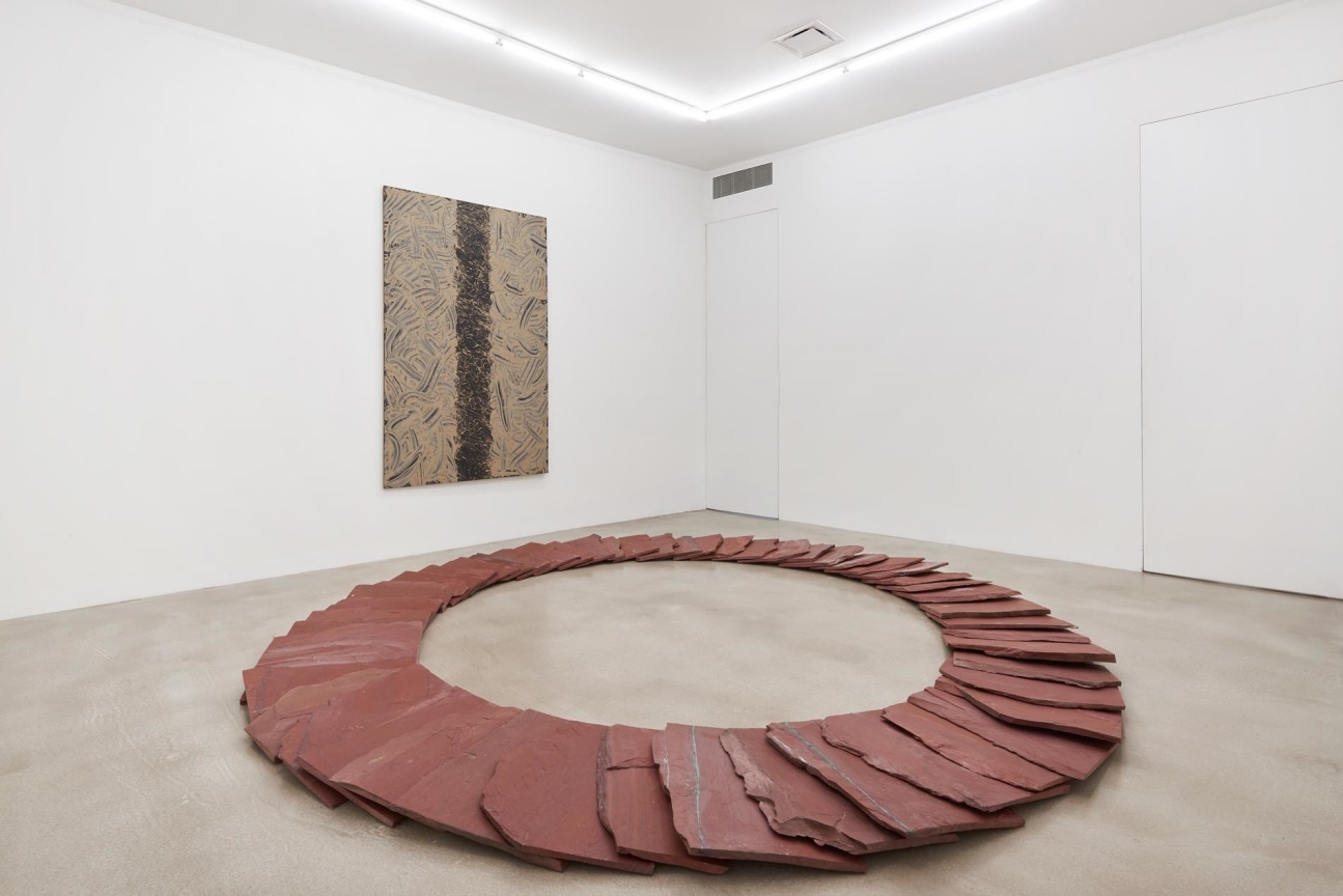 installation view of several artworks