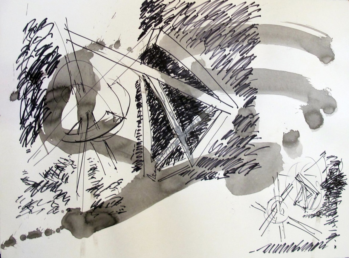 abstract drawing that looks like a study for the artist's sculptures