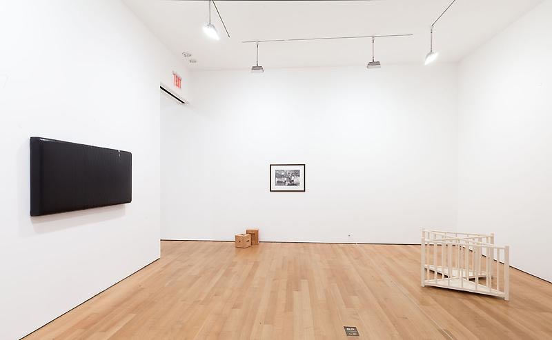 installation view of several artworks