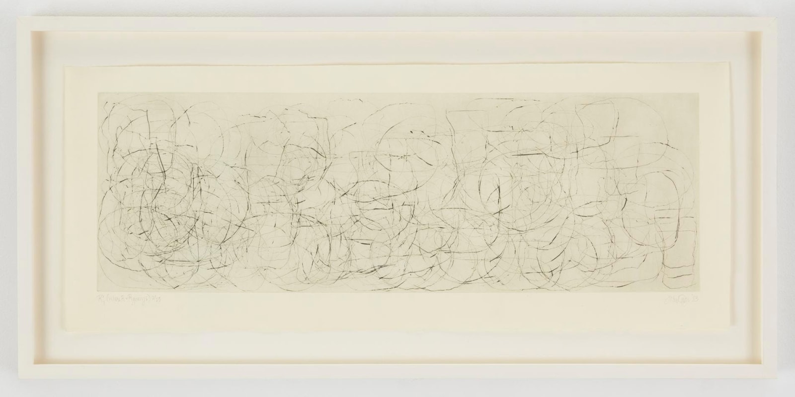 , JOHN CAGE&nbsp;(Where R = Ryoanji), 1983&nbsp;Drypoint, Set of 4&nbsp;Each: 9 1/4 x 23 1/4 in. (23.5 x 59 cm)&nbsp;Edition of 25