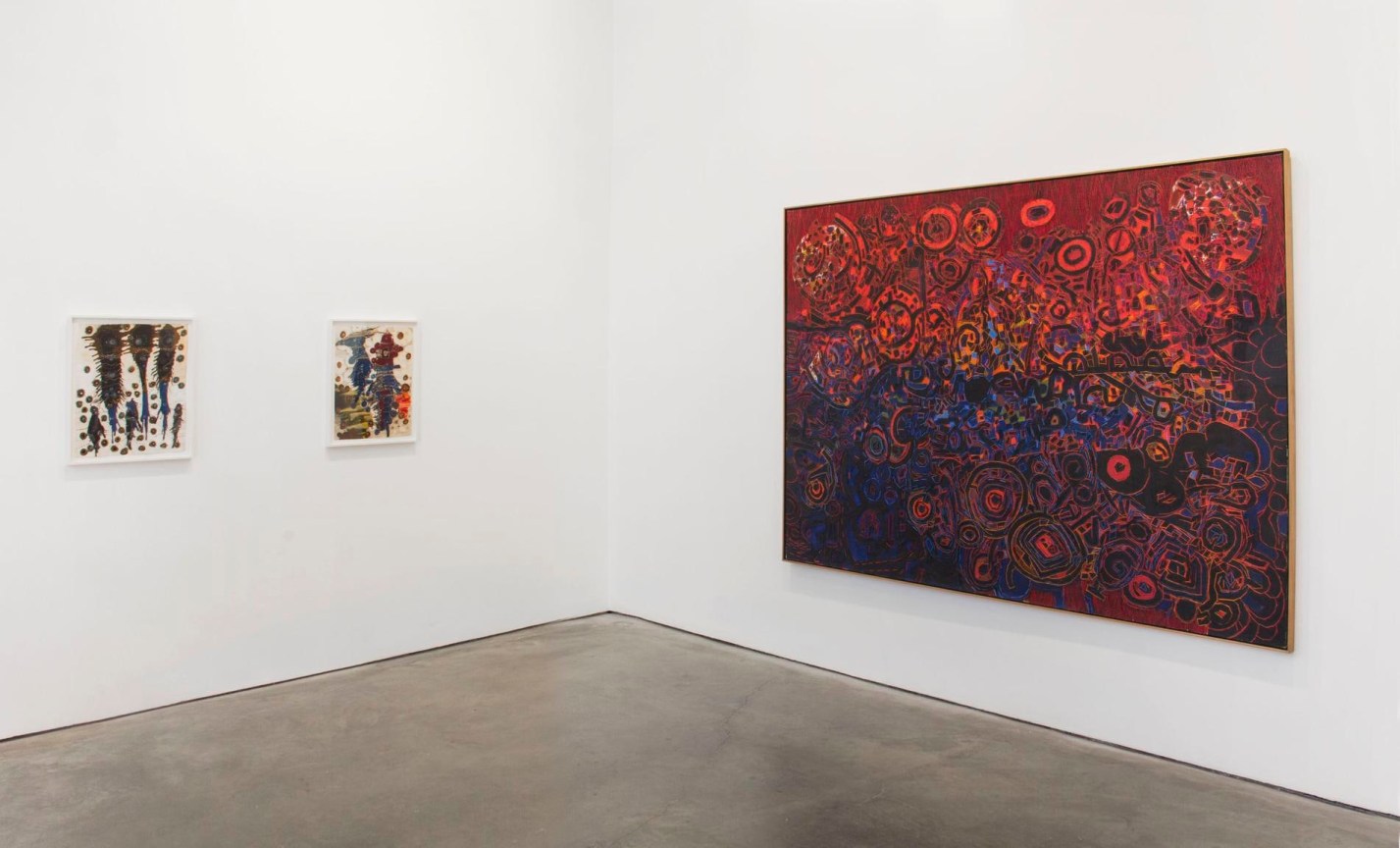 installation view of three artworks