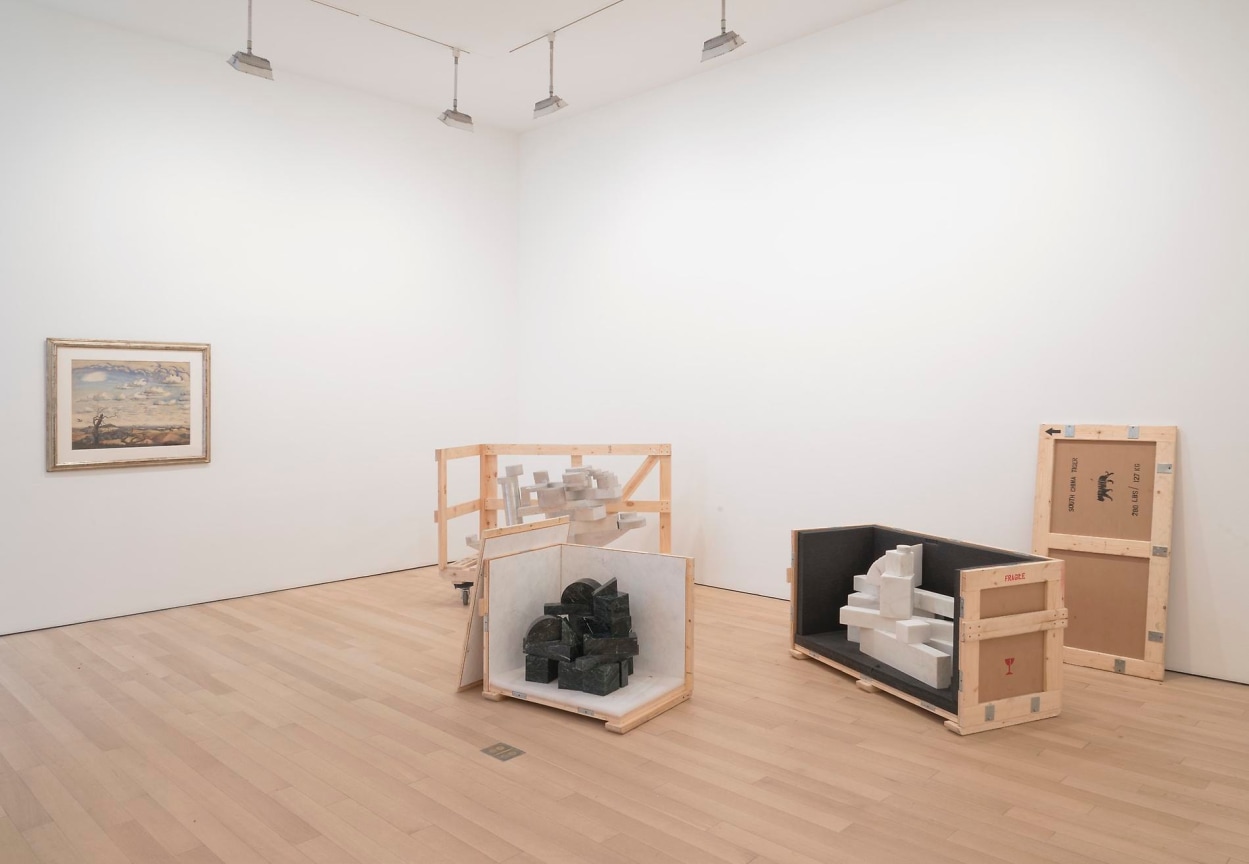 installation view of several artworks