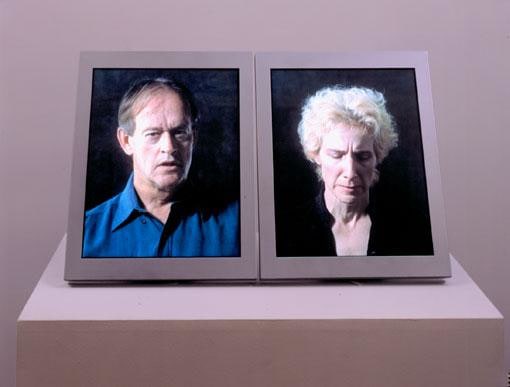 two photographs of a man and a woman