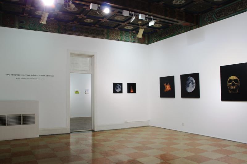installation view of several artworks