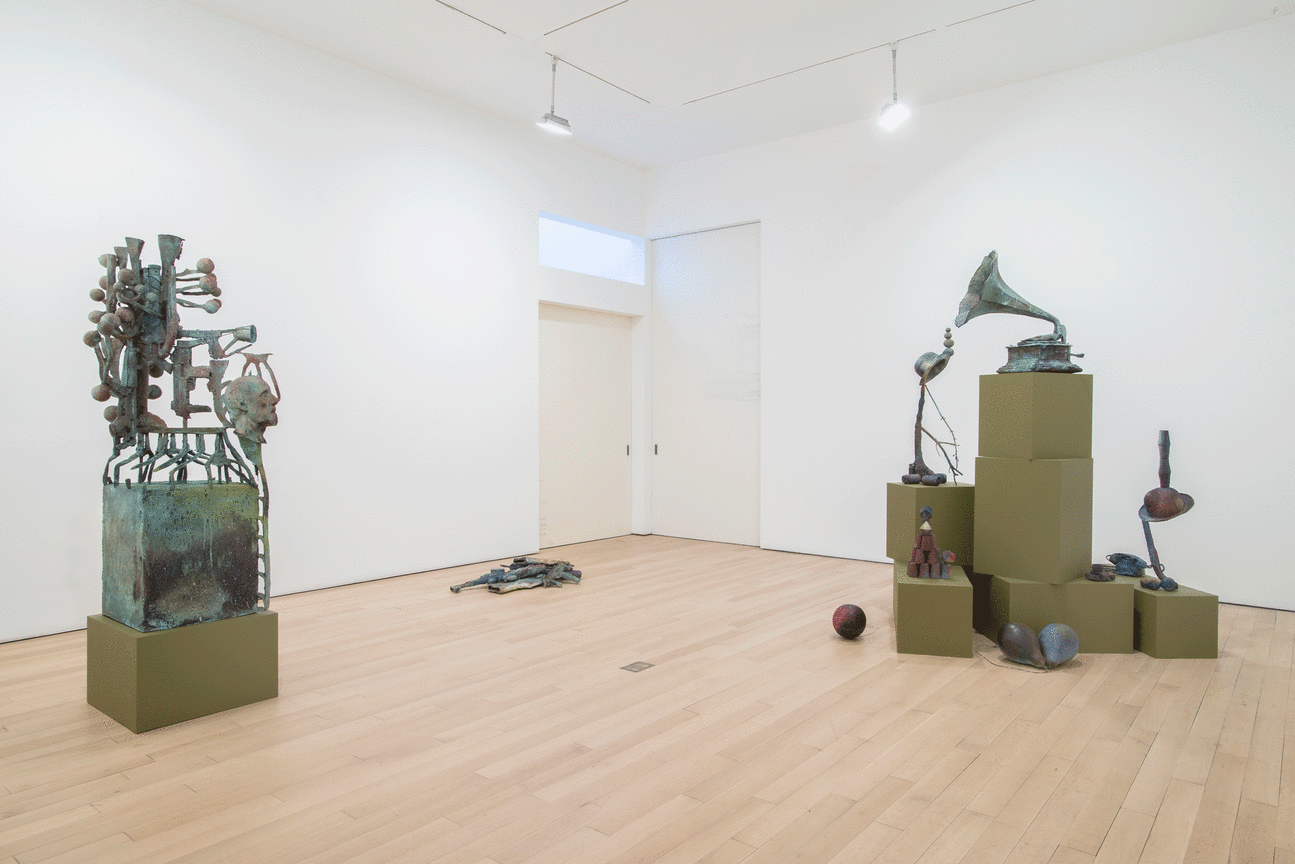 installation view of several artworks