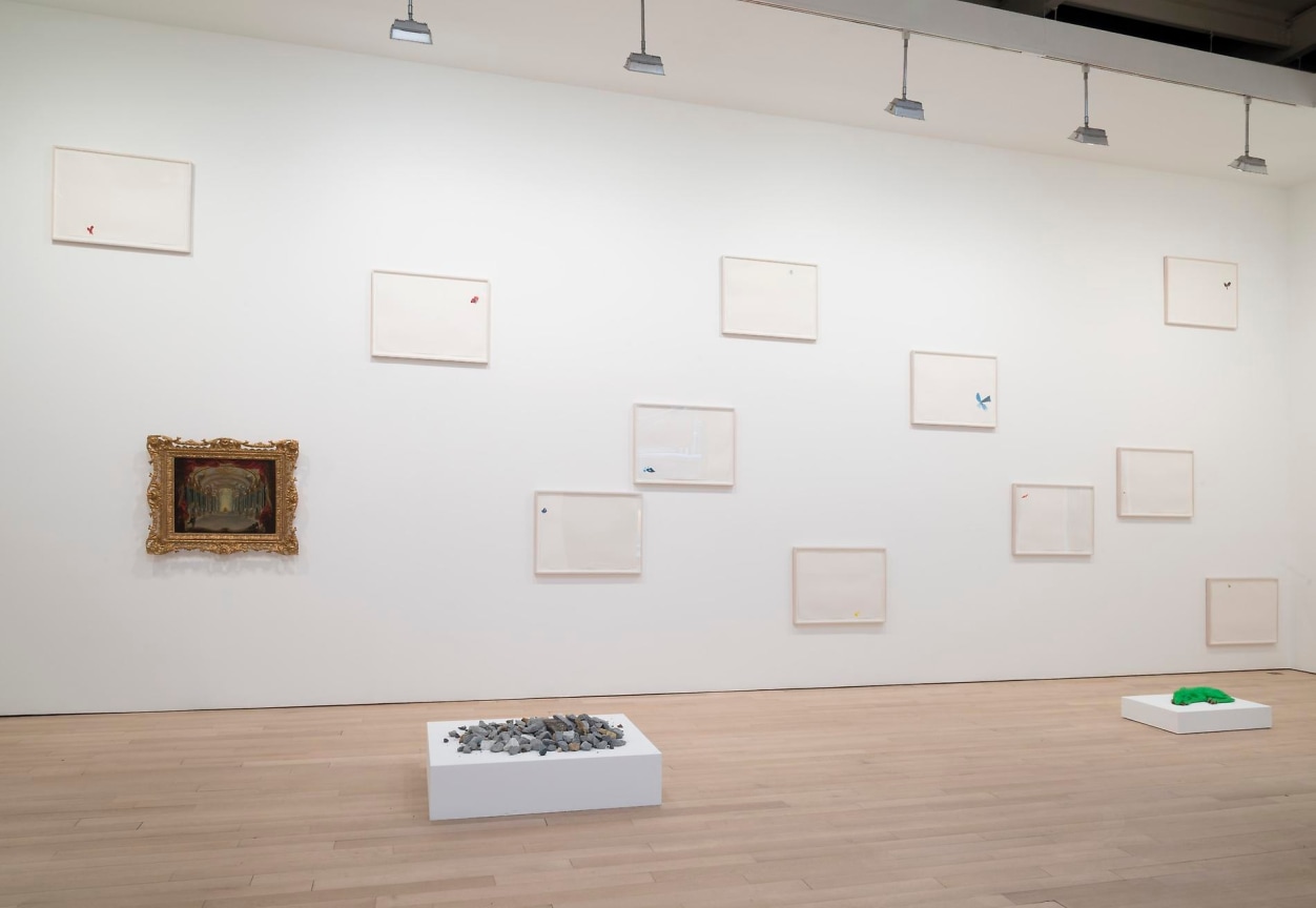 installation view of several artworks