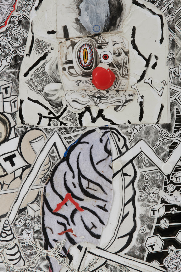 distorted wahite figure staring out onto the viewer