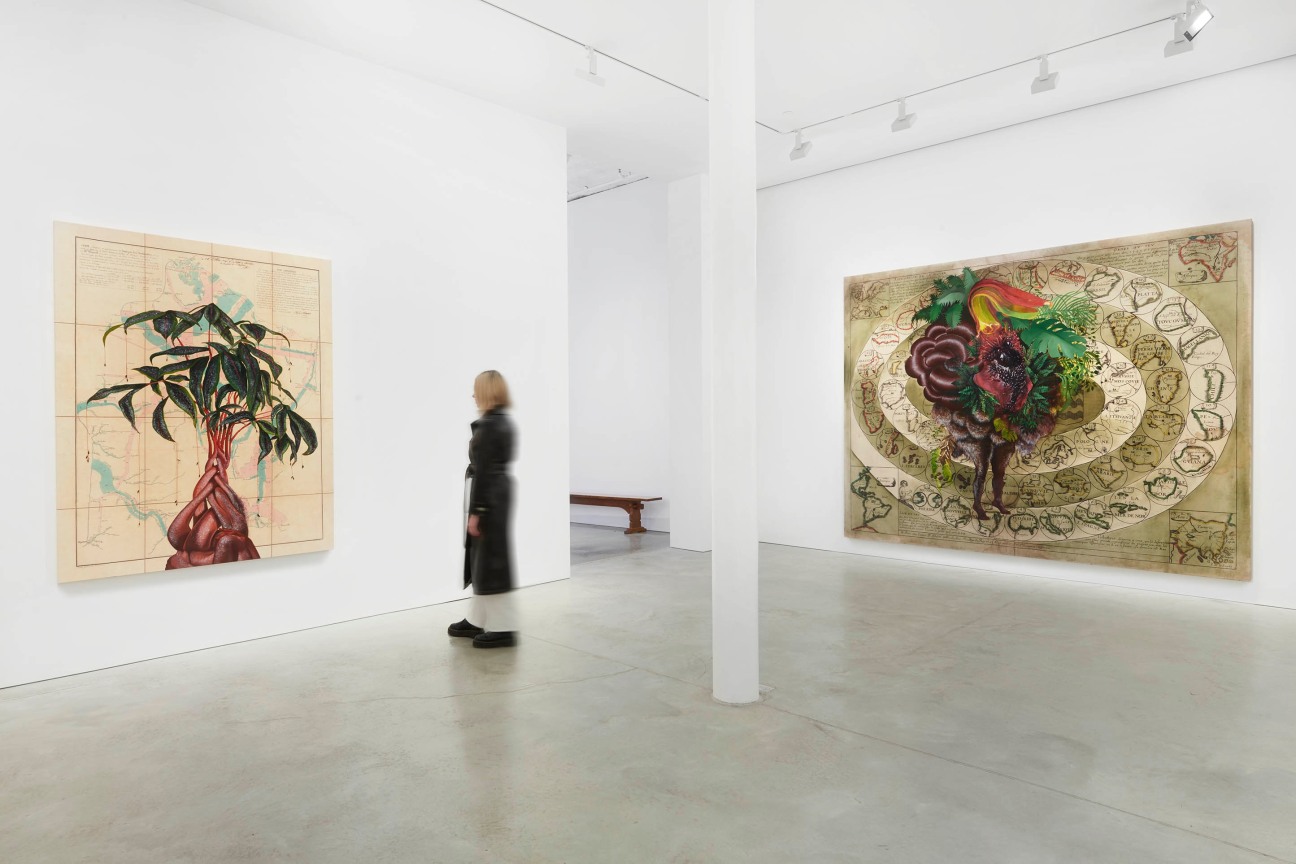 Figure contemplating a painting