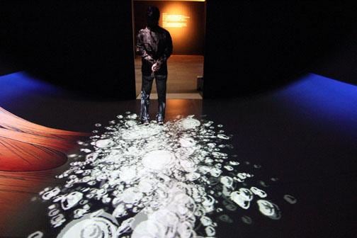 Bubbles being projected on the floor.