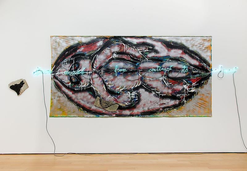Image of MARIO MERZ's Stones Moved from Continent to Continent 1983-84