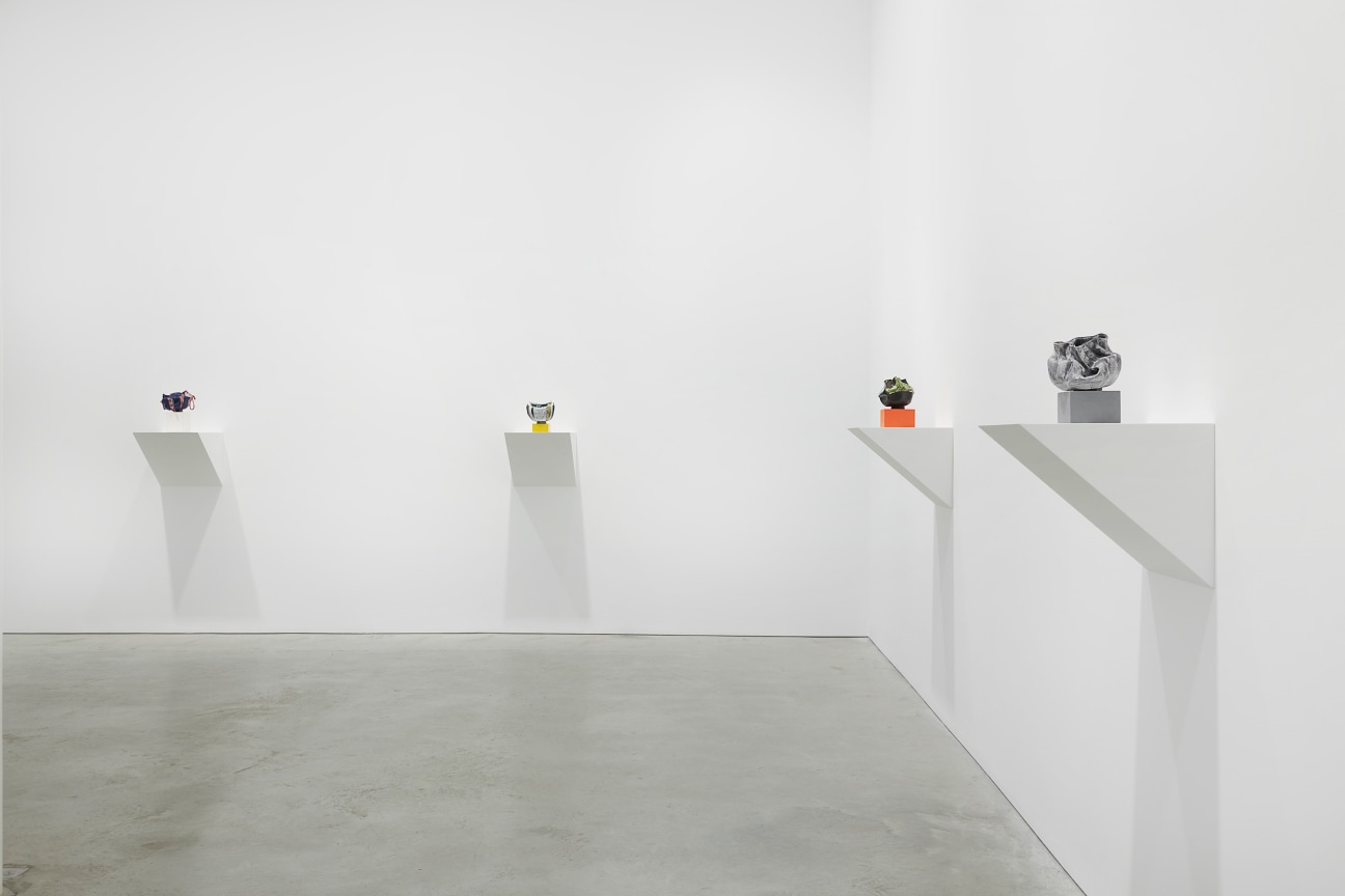 view of four small artworks