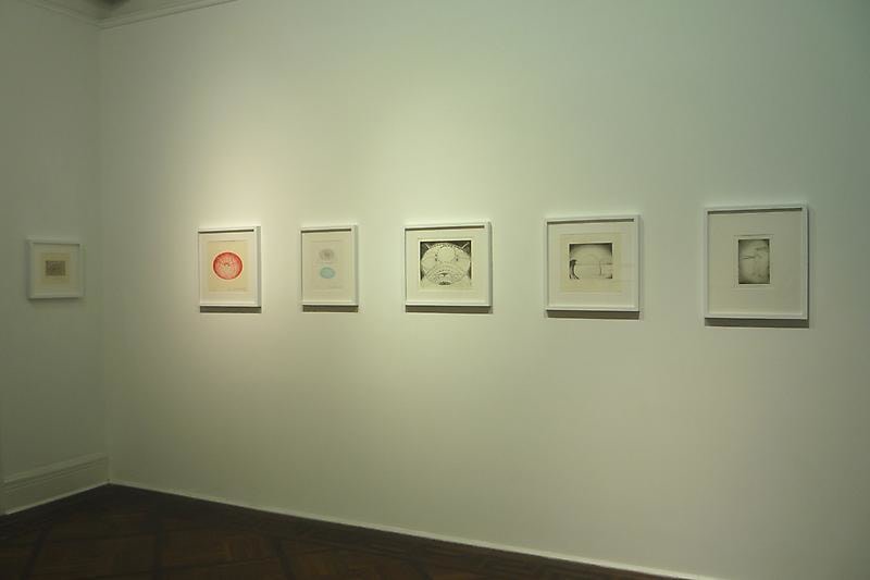 installation view of several artworks