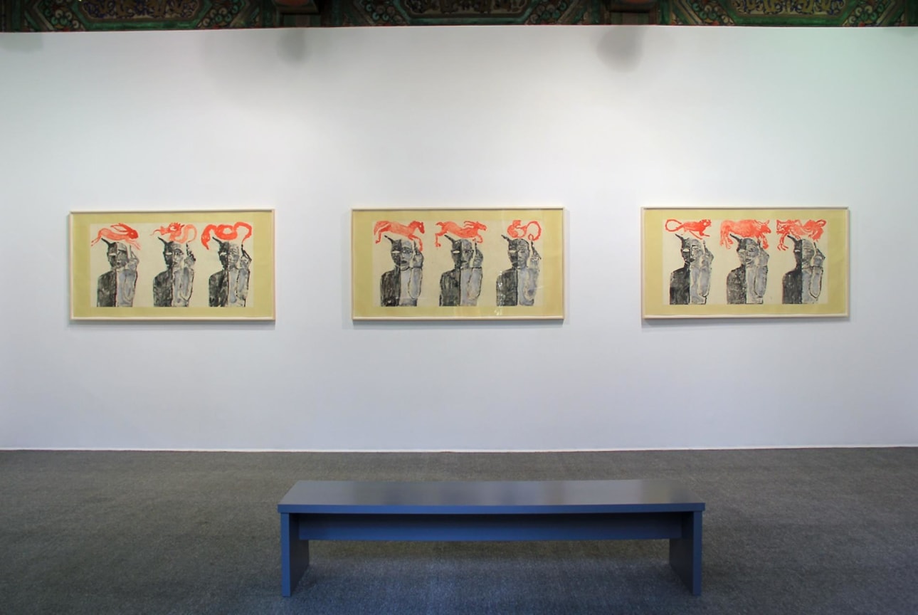installation view of three artworks