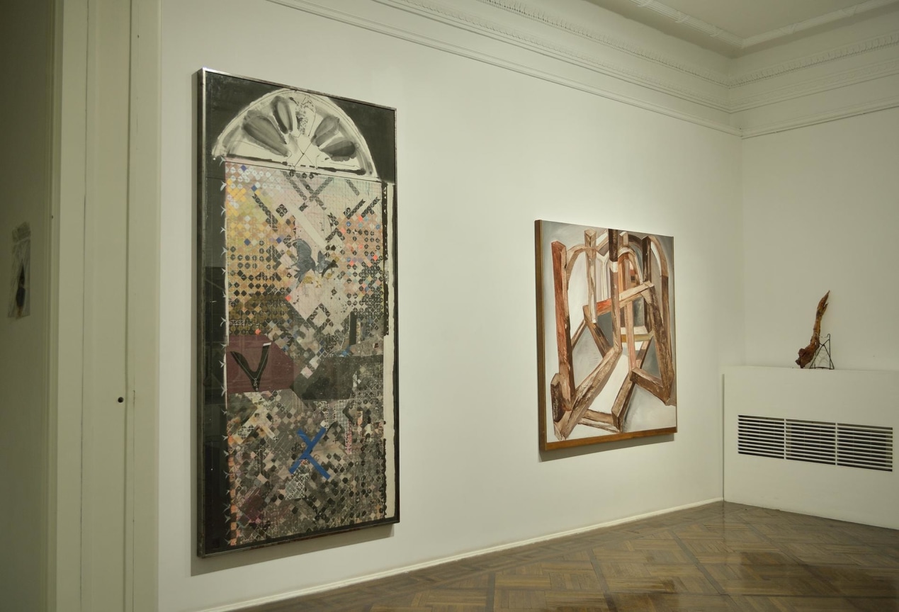 installation view of several artworks