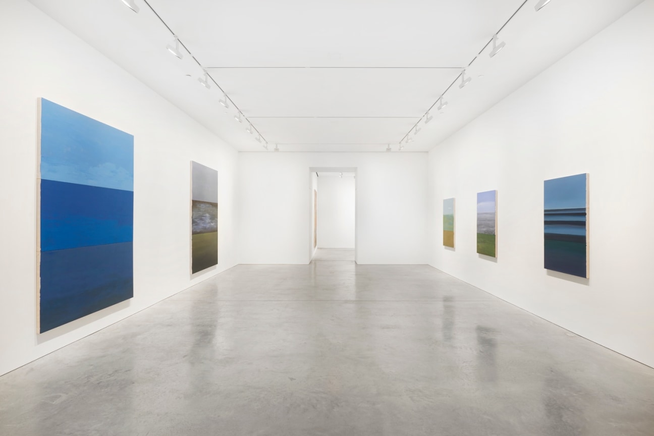 long gallery with paintings