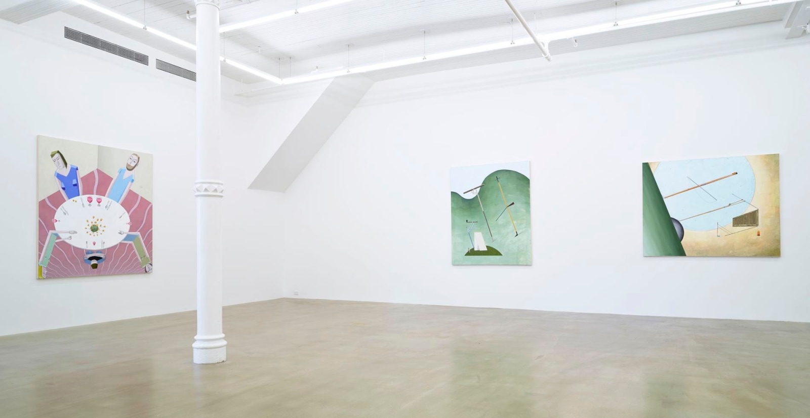 installation view of three artworks