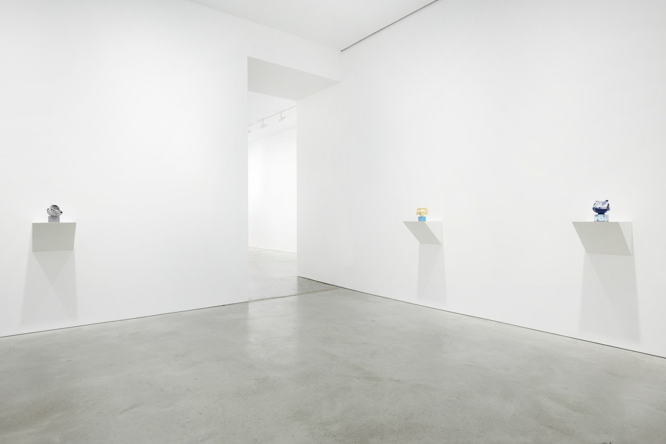 view of three small artworks