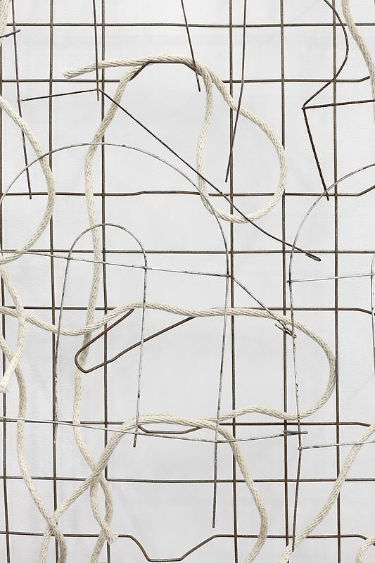 Detail of BILL JENKINS's Bed with Rope and Fence, 2012