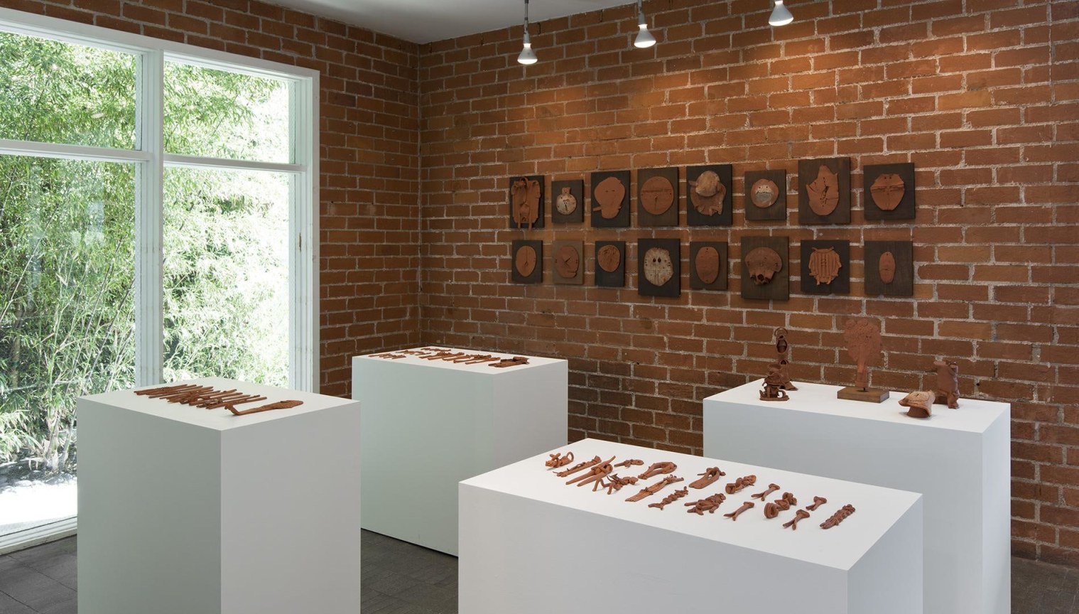 installation view of several artworks