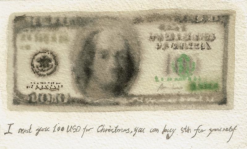 Image of GUO HONGWEI's 郭鸿蔚 I send you 100 USD for Christmas, you can buy sth for yourself. 我给你寄了一百美元，你可以给自己买点圣诞礼物。, 2009