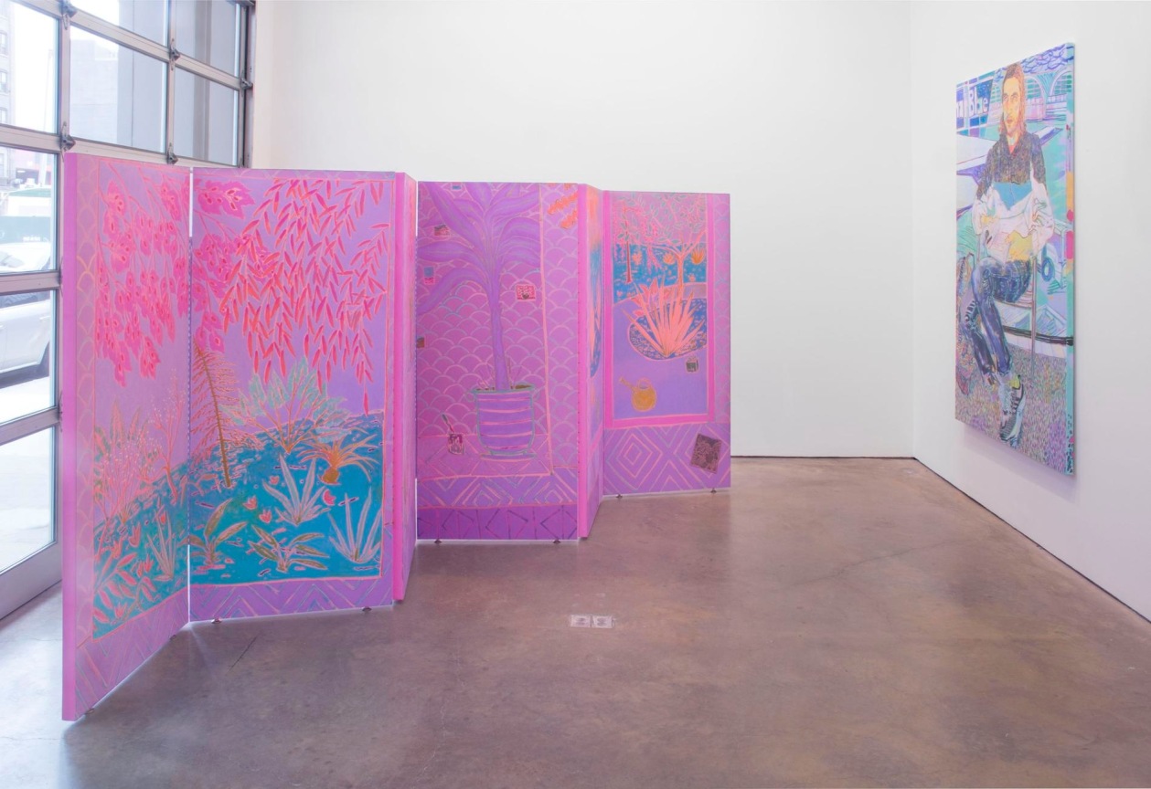 Installation view of several artworks