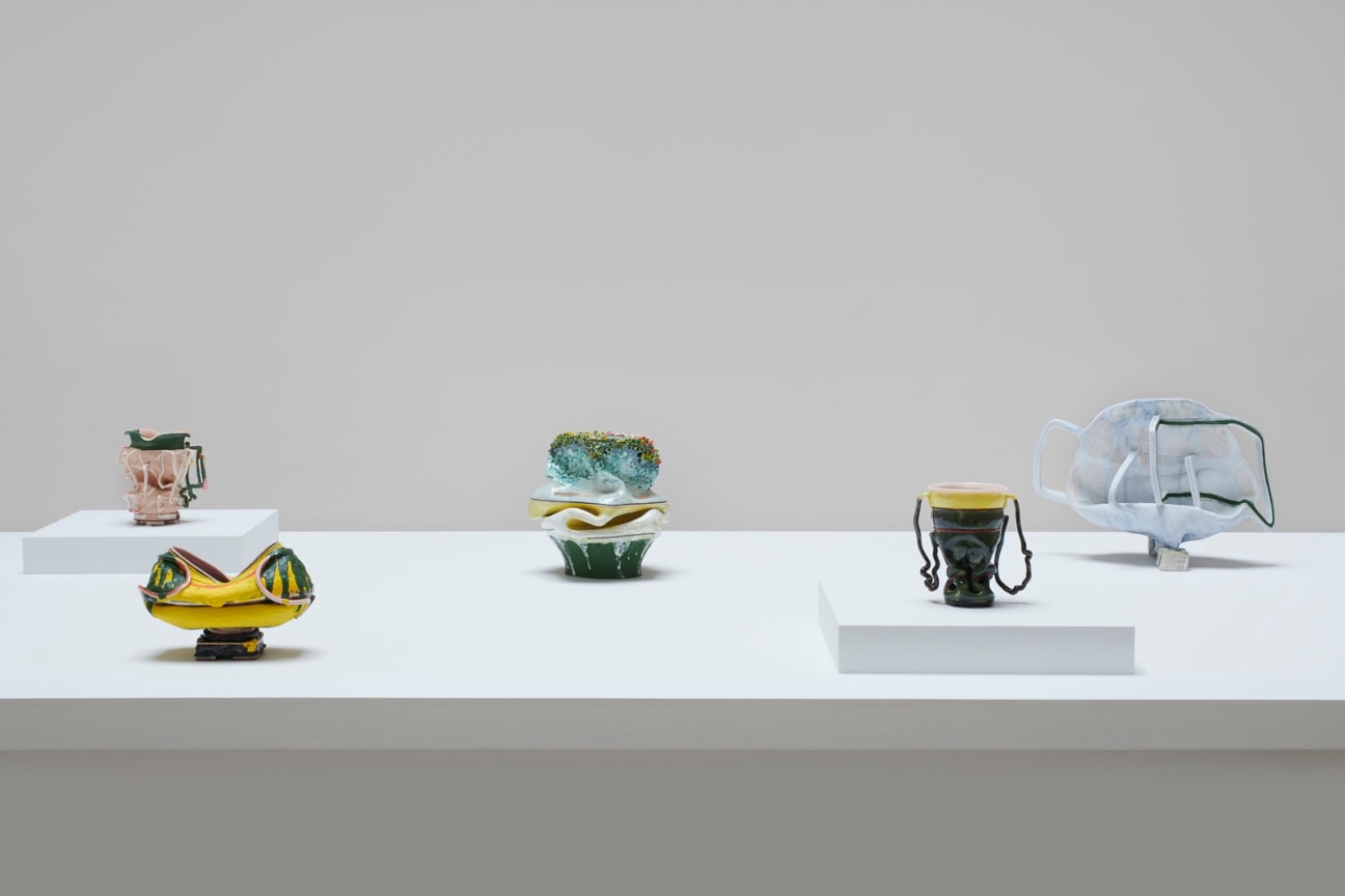 installation view of several sculptures