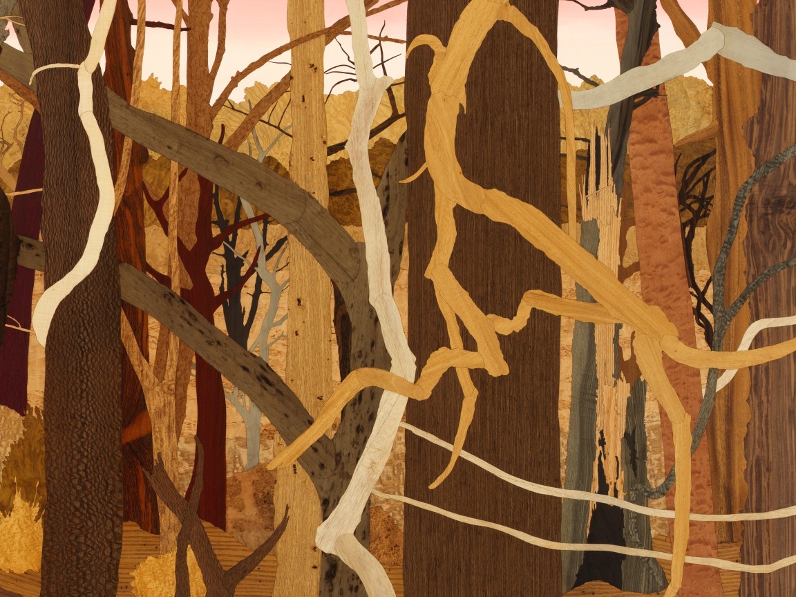 depiction of a dead forest made of wood