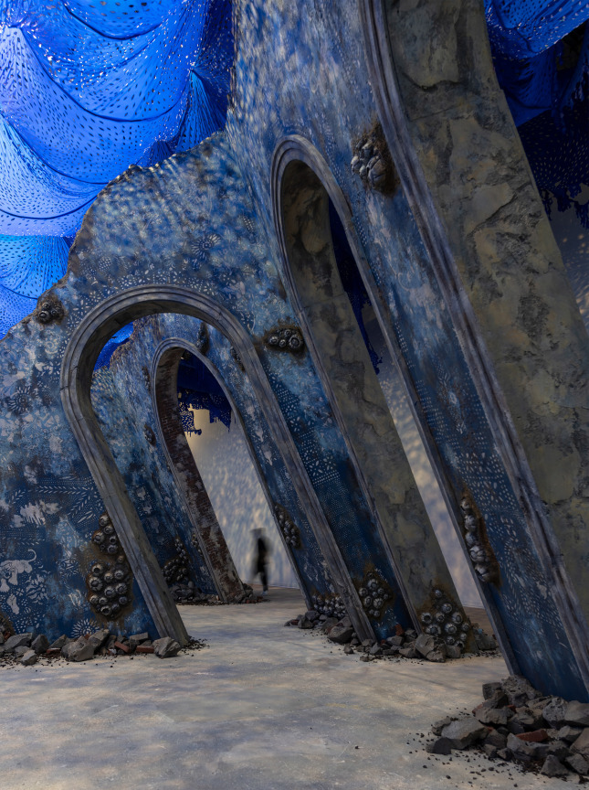 Firelei B&aacute;ez,&nbsp;To breathe full and free: a declaration, a re-visioning, a correction (19&deg;36&prime;16.9&Prime;N 72&deg;13&prime;07.0&Prime;W, 42&deg; 21&prime;48.762&Prime; N 71&deg;1&prime;59.628&Prime; W), 2021.&nbsp;Installation view, ICA Watershed, Boston, MA, 2021. Photo by Chuck Choi.