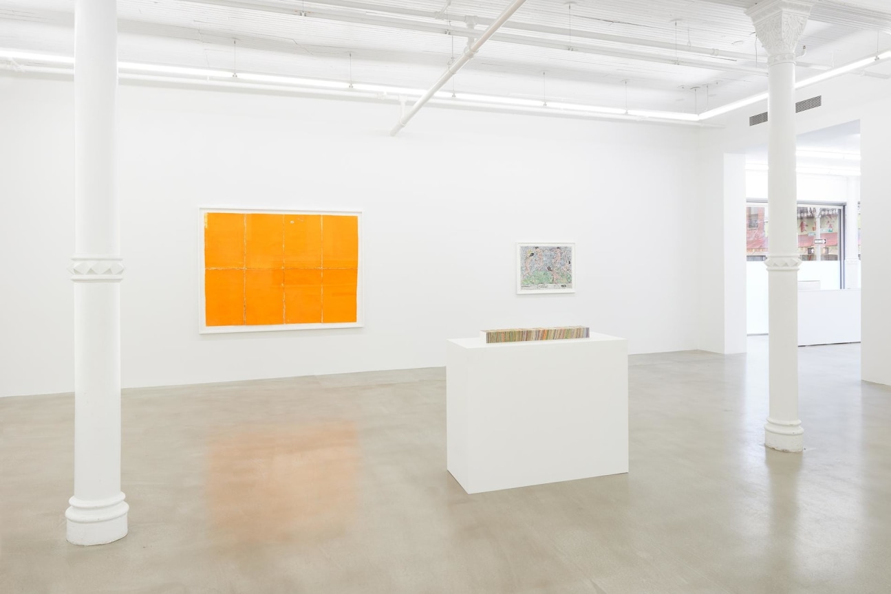 Installation view of several artworks