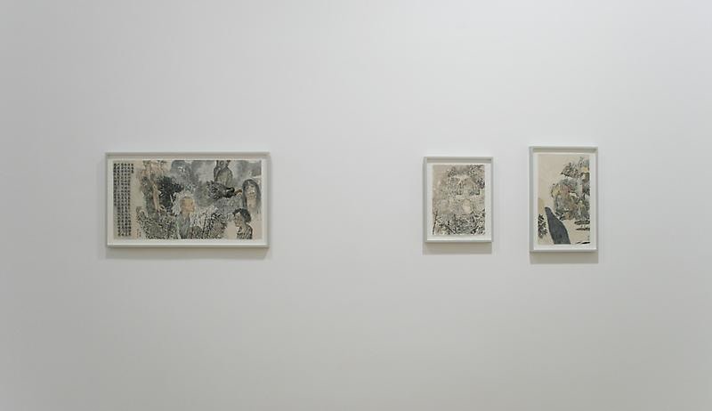 installation view of three artworks