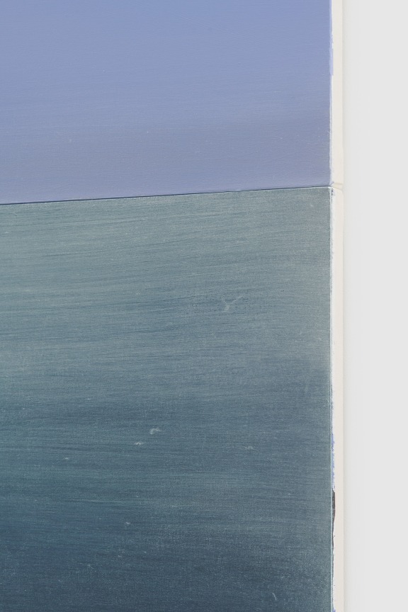 side of painting showing different blue tones