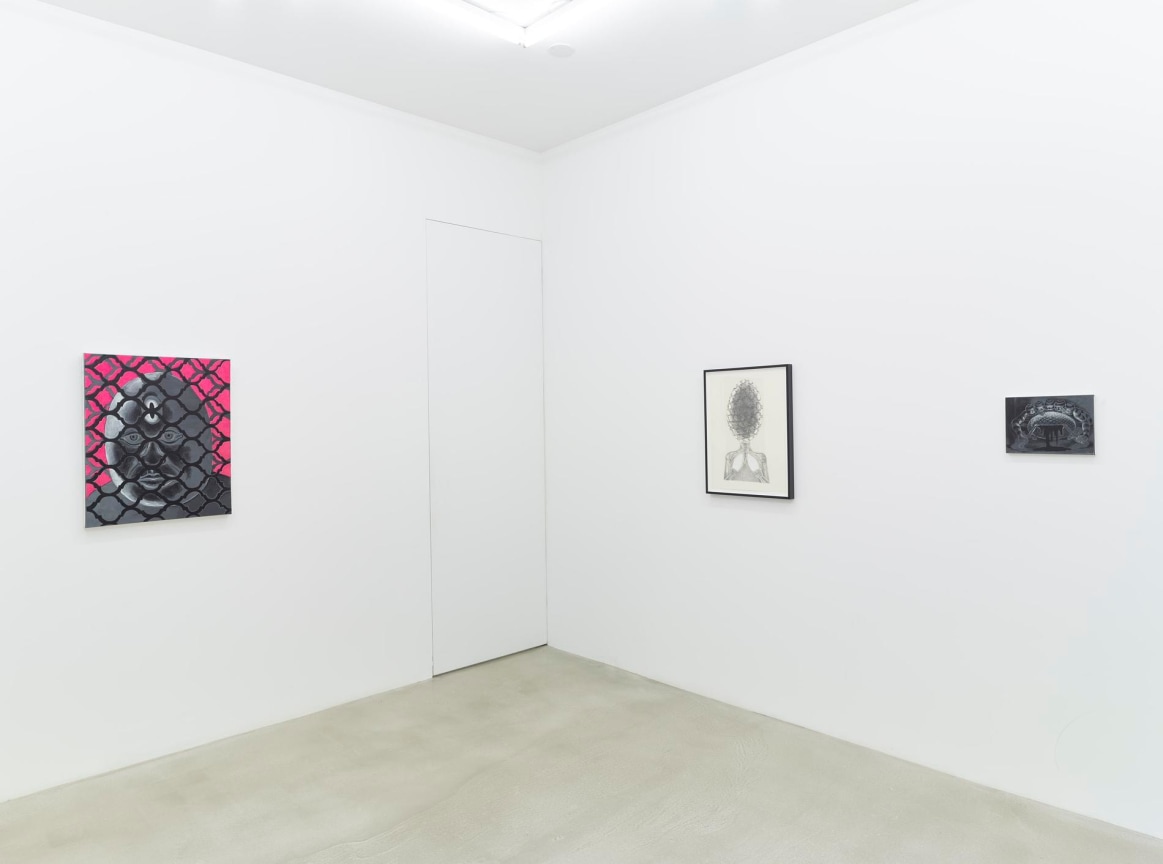 installation view of three artworks