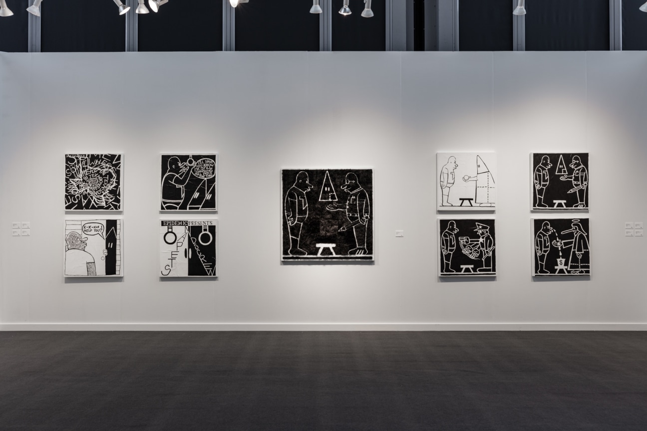 Installation View, Trenton Doyle Hancock, Frieze New York at the Shed, May 7-9, 2021. Photo by Silvia Ros.&nbsp;