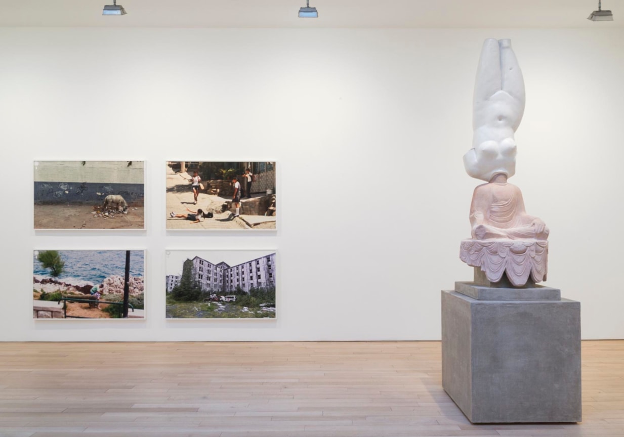 installation view of several artworks
