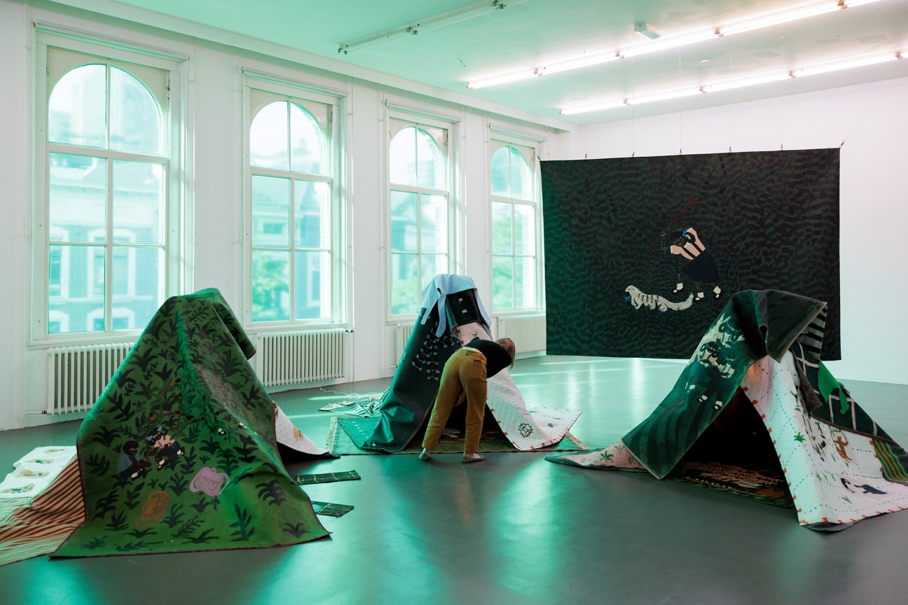 Installation view, Kelly Sinnapah Mary,&nbsp;The Fables of Sanbras,&nbsp;Kunstinstituut Melly, Rotterdam, Netherlands, June 9, 2023 - November 19, 2023. Photo courtesy of Kunstinstituut Melly.