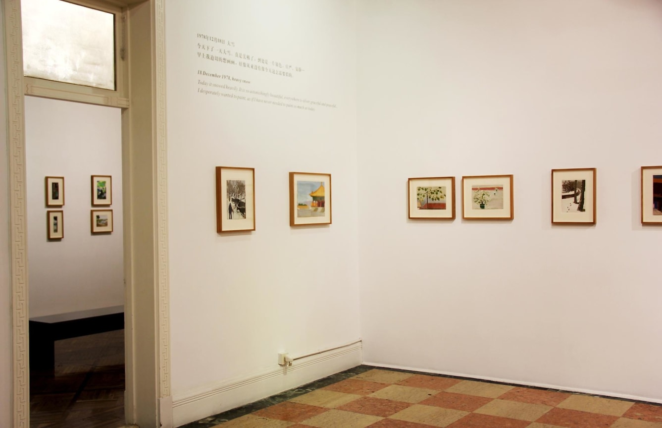 installation view of several artworks
