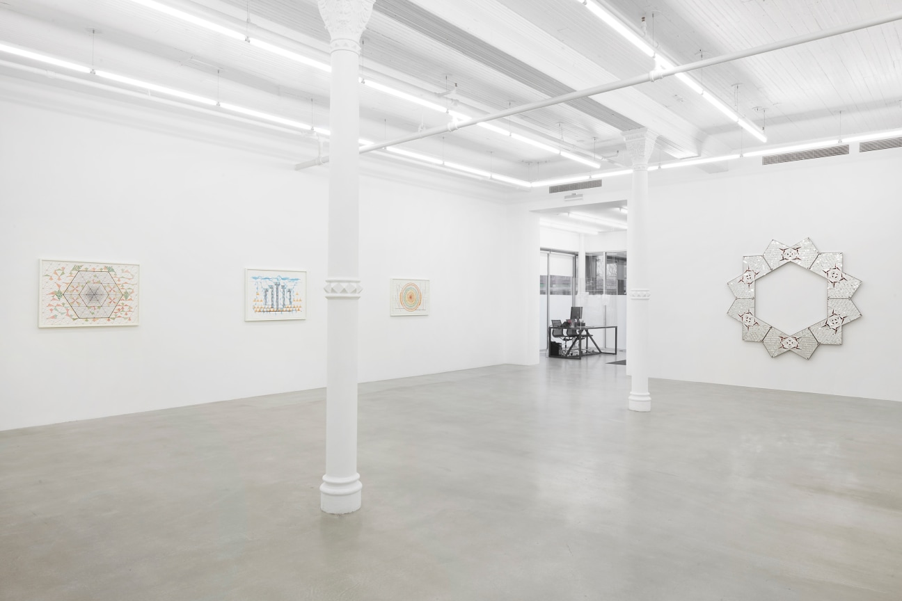 view of the gallery with several artworks