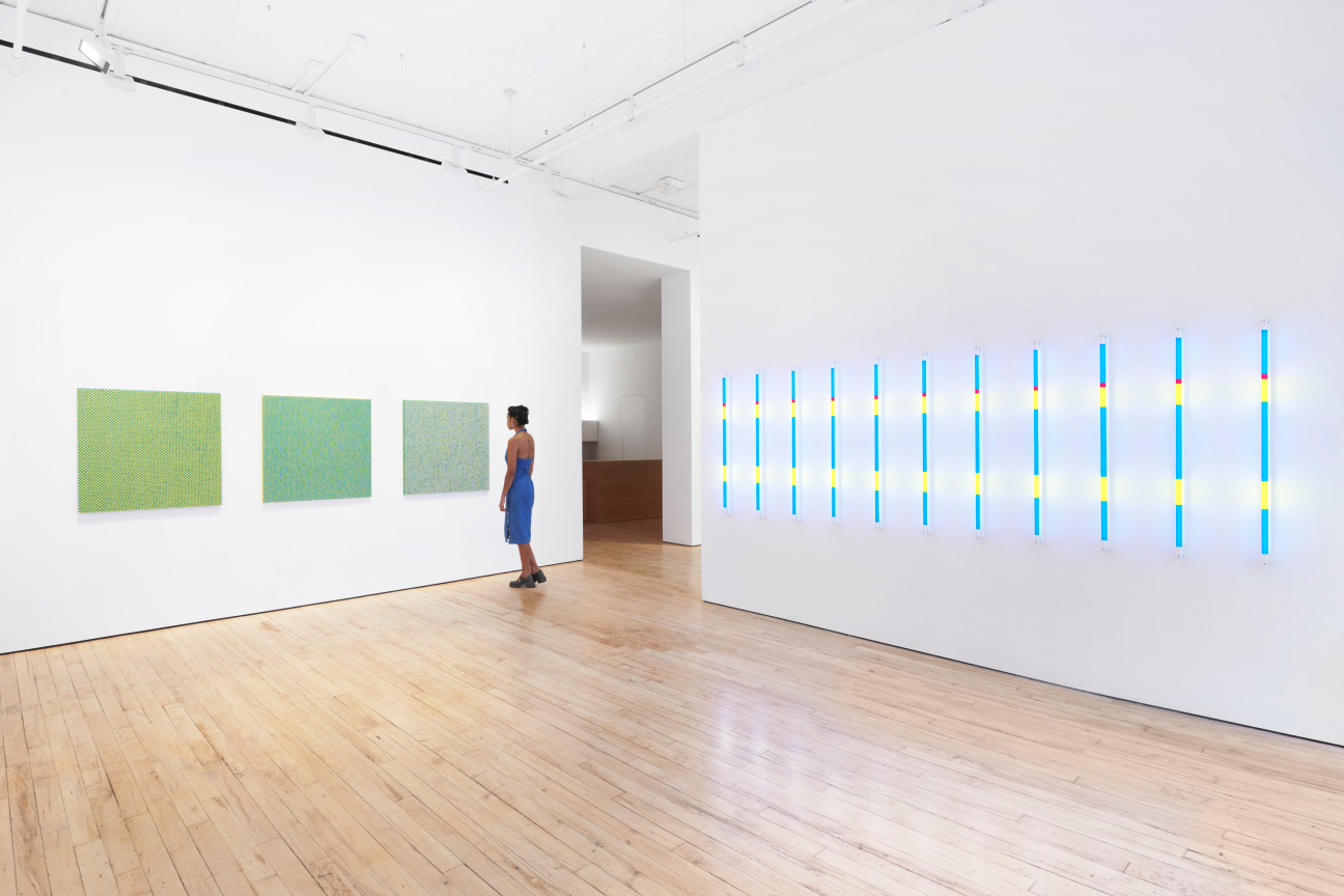 Installation view of Spencer Finch:We send the wave to find the wave at James Cohan Gallery 52 Walker Street