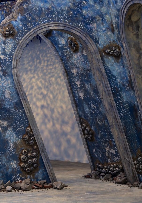 Firelei B&aacute;ez,&nbsp;To breathe full and free: a declaration, a re-visioning, a correction (19&deg;36&prime;16.9&Prime;N 72&deg;13&prime;07.0&Prime;W, 42&deg; 21&prime;48.762&Prime; N 71&deg;1&prime;59.628&Prime; W), 2021. Installation view, ICA Watershed, Boston, MA, 2021. Photo by Chuck Choi.