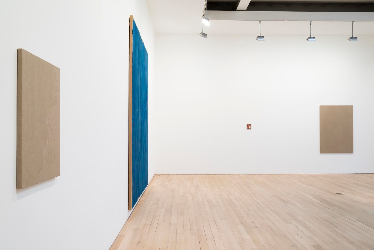 installation view of four artworks