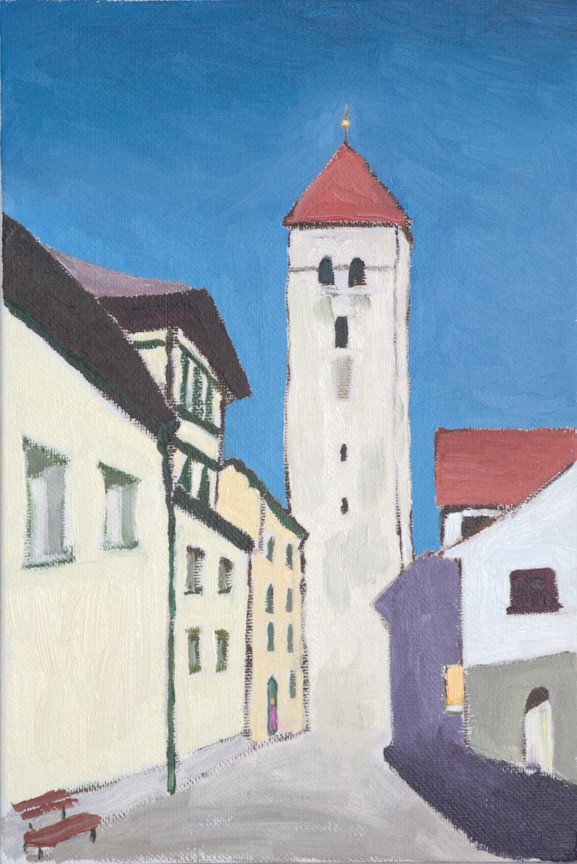 cityscape with a tower in the center