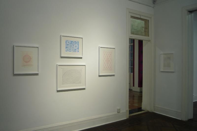 installation view of several artworks