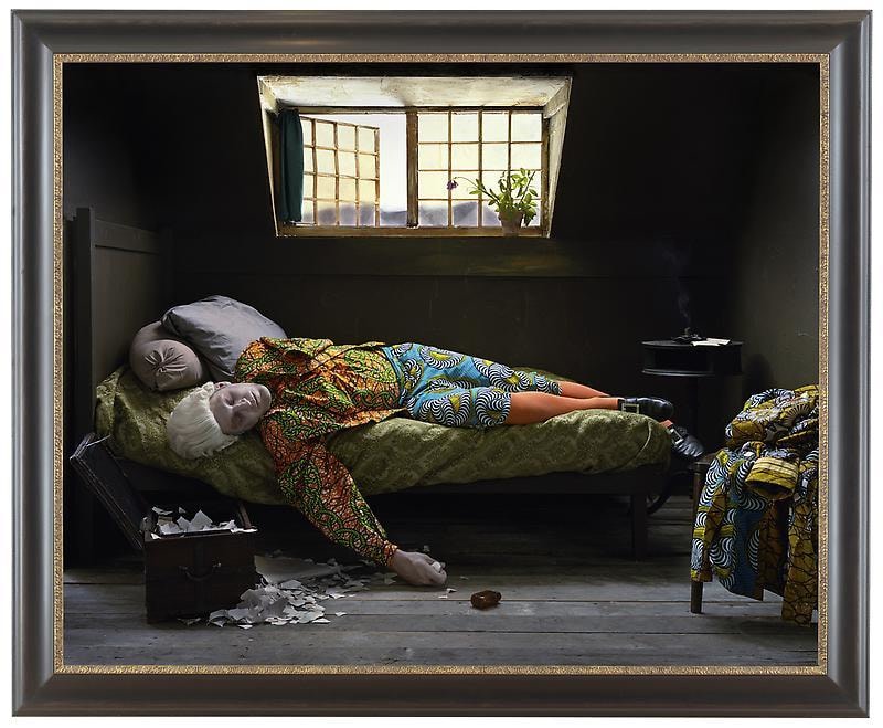 Image of YINKA SHONIBARE, MBE's Fake Death Picture (The Death of Chatterton - Henry Wallis) 2011