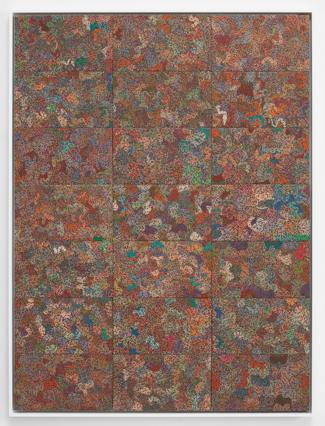 Colorful abstract assemblage composed of tightly braided electrical wires