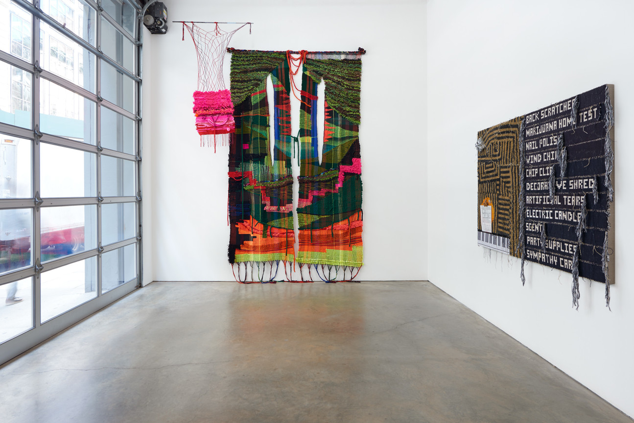 installation view of several artworks